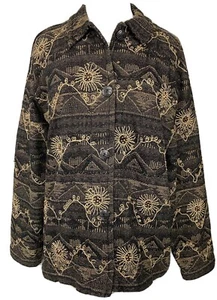 Chico’s Design Size 3 Black and Tan Lightweight Beaded and Embroidered Jacket - Picture 1 of 11