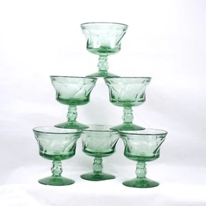 VTG MCM Fostoria Jamestown Green Glasses Set of 6 Cordial / Sherbet Footed 4.25” - Picture 1 of 6