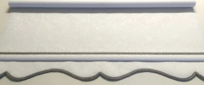 Colonial shape roller blinds patterned scalloped edge with braid made to measure - Image 1 of 4