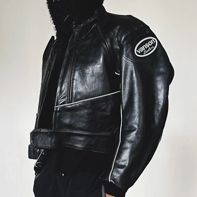 Vanson Vintage Black Motorcycle Leather Jacket Fits Size 20 (fits like m/l - Image 1 of 4