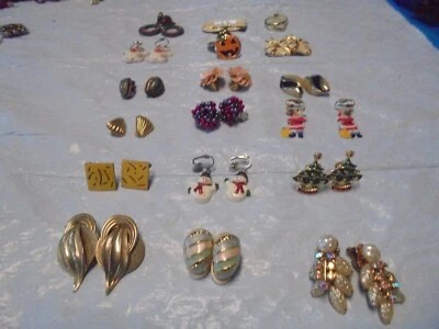 Mujer Elegante Pendientes Clip-on, Lujo Mujer Pendientes, Oro, Jade, Acento Foto 1 de 4