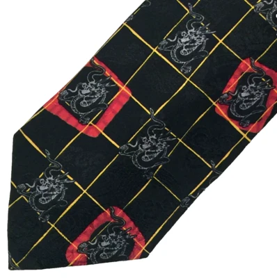 Cambridge Classics Silk Square Pattern w/ Snake Neck Tie Black, Red, Blue & Gold - Image 1 of 4