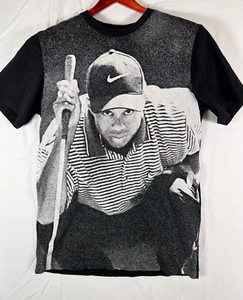 Nike Golf Tiger Woods Poster Tee Shirt Black All Over Print (front) Adult S - Picture 1 of 9