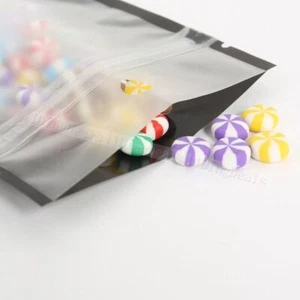 Bolsas de 100 piezas mate transparente frontal negro trasero PE cierre de cremallera con orificio para colgar 10x18 cm 4x7 pulgadas - Imagen 1 de 3