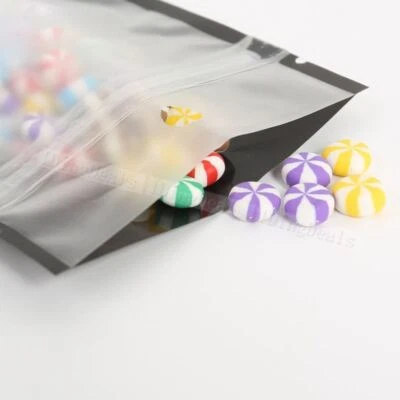 100pc Matte Clear Front Black Back PE Zip Lock Bags w/ Hang Hole 10x18cm 4x7in - Image 1 of 3