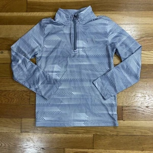 Under Armour Quarter Zip Pullover Shirt Boys Size 7 Gray White - Picture 1 of 12