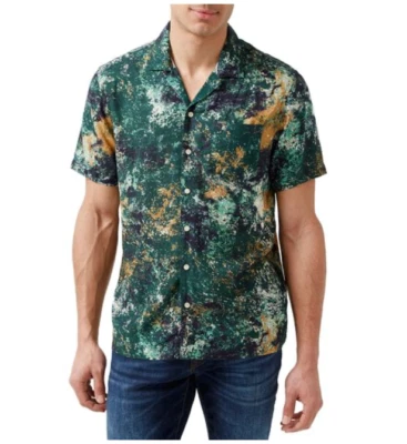 Camisa drapeada 100 % viscosa Buffalo David Bitton para hombre Siman calce regular nueva con etiquetas - L Foto 1 de 4