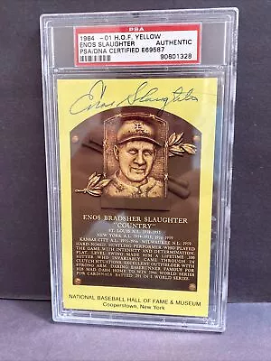 1964 Enos Slaughter Signed Auto Baseball Hall Of Fame HOF Plaque PSA DNA BB115 - Image 1 of 4
