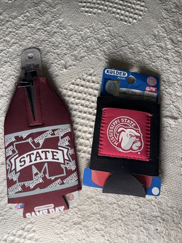 Mississippi State Bulldogs Coozie Koozie Can Bottle Cooler Unisex 2 pcs NEW Cover
