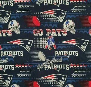 New England Patriots Retro Print NFL Cotton Fabric by the 1/4,1/2,Yard, 58"W