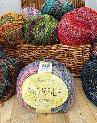 Marble Chunky Knitting Crochet Yarn Wool -James C Brett - 200g Ball - 25 Colours - Image 1 of 4