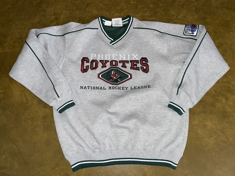 Vintage Phoenix Arizona Coyotes Sweatshirt Men's M Green Lee Sport NHL Hockey Cover