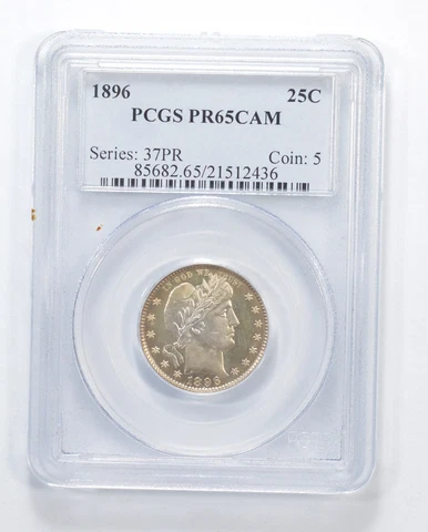 PR65 CAM 1896 Barber Quarter - Graded PCGS *6361 Cover