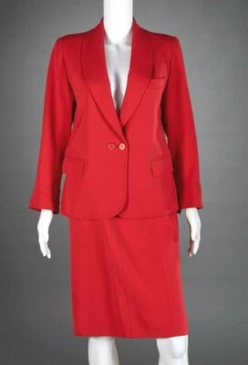 Yves Saint Laurent Rive Gauche Vintage 1980s Red Skirt Suit US 10 Euro 42  - Image 1 of 4