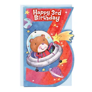 Spaceship HAPPY 3RD BIRTHDAY Card FOR 3 YEAR OLD BOY by American Greetings + ✉ - Picture 1 of 4