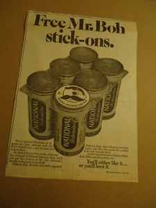 National Bohemian Beer 1974 newsprint ad with Mr Boh - Picture 1 of 1