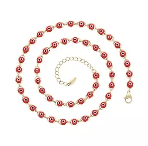 Red Evil Eye Necklace 14k Gold Plated Luxury Jewelry - Picture 1 of 11