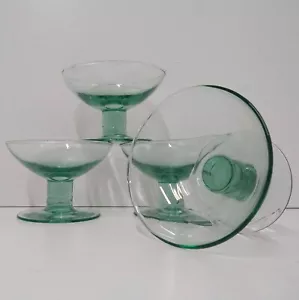 Handblown Glass Dessert Bowls Goblets Green 1990s - Picture 1 of 13