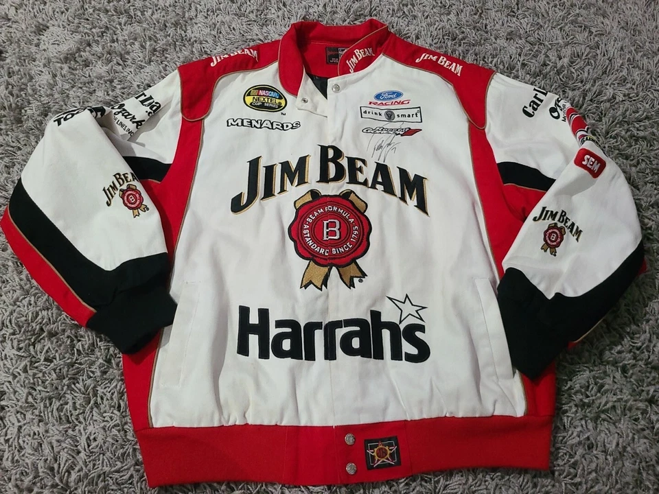 Chaqueta con botones JH Design Robby Gordon Jim Bean FIRMADA para hombre talla XL, usada Foto 1 de 4
