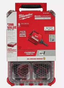 Milwaukee 49-56-9295 9-teiliges Big Hawg Hartmetall Lochsägen-Set PACKOUT Koffer 9-teilig - Bild 1 von 5