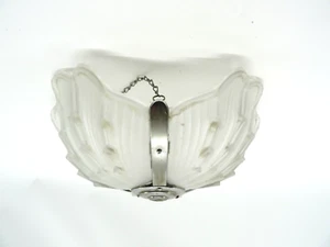Glasschirm Hängelampe Art Deco England Klarglas mattiert - Picture 1 of 13