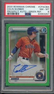 2020 Bowman Chrome #CPACBA Colin Barber Green Refractor Auto /99 PSA 8