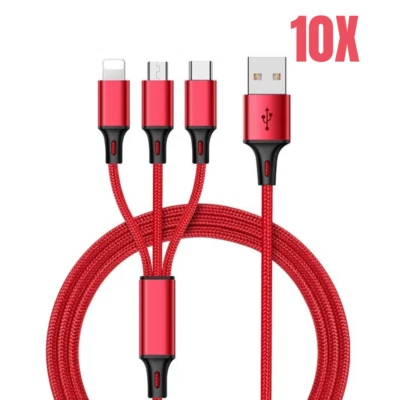 Cable de Carga Cargador Multi USB 3 en 1 Micro USB Tipo-C para iPhone Samsung Sony Foto 1 de 4