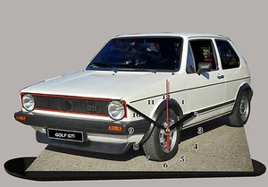 MODEL CARS, VOLKSWAGEN GOLF-04 GTI with Clock, 11,8x 7,8 inches and aluminium - Picture 1 of 1