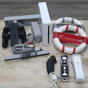 Nintendo WII Console Bundle With Controllers & Wii Sports Wheels & Sensor + More - Picture 1 of 20