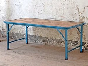Industrial Style Folding Table Handmade Used - Picture 1 of 4