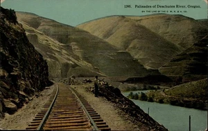 Oregon Palisades of the Deschutes River c1910, Train Tracks, Railroad OR - Picture 1 of 2