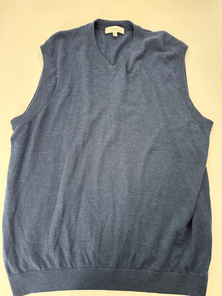 TURNBURY Azul Lana Merino Suéter Chaleco Hombre XL Foto 1 de 2