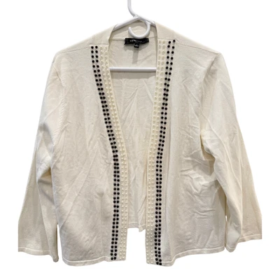 Cárdigan para mujer Spense frente abierto blanco XL perlado borde con cuentas ligero Foto 1 de 3