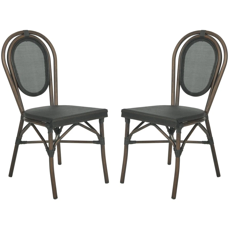 Juego de 2 sillas laterales de mimbre negras Safavieh Outdoor Living Collection Ebsen Foto 1 de 1