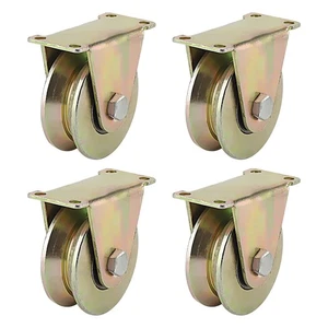 4 PCS 3 Inch V Groove Track Roller, 45# Steel Sliding Gate Casters Wheels wit... - Picture 1 of 7