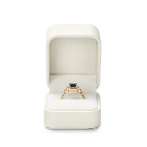 White Leather Ring Gift Box Wedding Ring Box Jewelry Gift Box for Birthday, P... - Picture 1 of 7