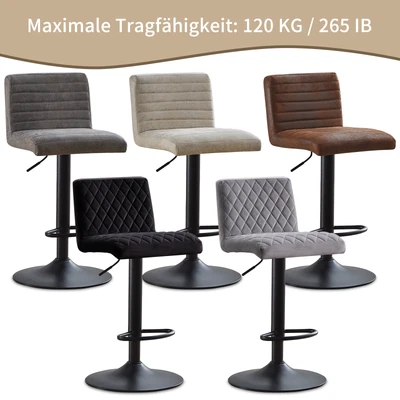 2er-Set Premium 360° Dreh-Barhocker 63-83cm höhenverstellbar - Samt/Kunstleder - Bild 1 von 4