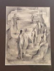 Dibujo surrealista Irene Soravia Bianucci WPA arte listado Illinois California artista - Imagen 1 de 7