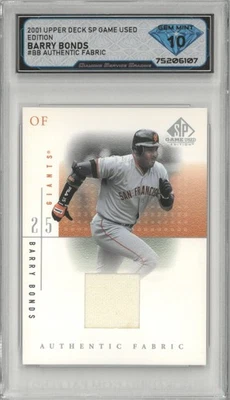 2001 Upper Deck Sp BARRY BONDS #BB Authentic Fabric Patch 💎 DSG 10 Gem Mint - Image 1 of 2