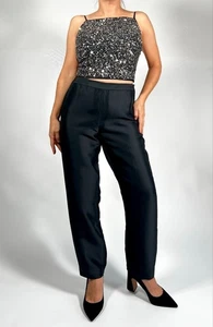 Ann Taylor Damenhose 8 Petite schwarz gerades Bein Hose 4P 100 % Seide - Bild 1 von 9