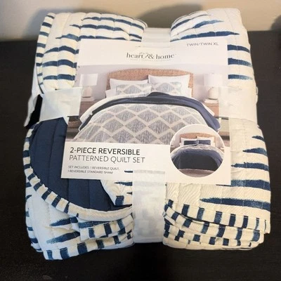 Conjunto de colcha estampada reversível coração e casa, duplo/gêmeo GG - Imagem 1 de 4