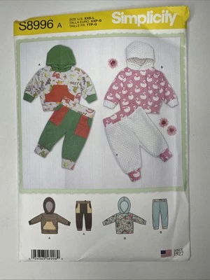 Baby's Hooded Top and Pants Knit Size XXS XS S M L Pattern Simplicity 8996 Uncut - Image 1 of 2