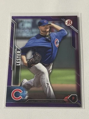 2016 Jon Lester Bowman Purple BASEBALL SN #/250 #17 Chicago Cubs - Image 1 of 2