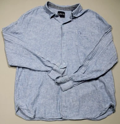 Camisa The Black Dog Para Hombres XL Azul Abotonada Manga Larga Mezcla de Lino Bolsillo Informal Foto 1 de 4