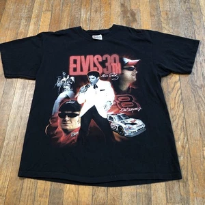 Vintage Dale Earnhardt Jr Elvis T-Shirt Men’s Size XL Black Nascar Chase AOP Y2K - Picture 1 of 8