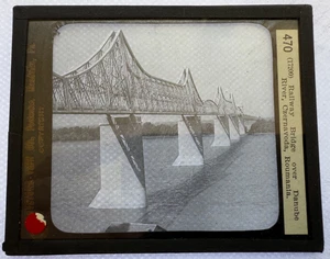 KEYSTONE MAGIC LATERNE SLIDE 470 BRÜCKE ÜBER DONAU CZERNAVODA, ROUMANIA 1920er - Bild 1 von 2