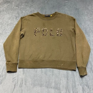 Polo Ralph Lauren felpa donna L grande verde impreziosito girocollo pullover - Foto 1 di 17