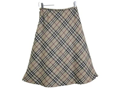 Saia Burberry London Feminina XS Bege Preto Nova Xadrez Algodão Forrada A 26" - Imagem 1 de 4