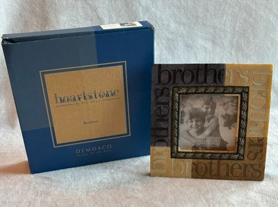 DEMDACO Heartstone Brothers Picture Frame NIB 7.5" Square Holds 4x4 Photo - Image 1 of 4