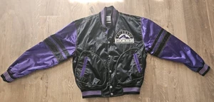 Vintage Colorado Rockies Nylon Mirage Baseball Varsity Snap Jacket Men's M MLB - Picture 1 of 11